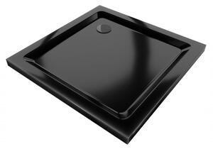 Mexen Flat štvorcový sprchový vanička slim 70 x 70 cm, čierny, sifón čierny - 40707070B