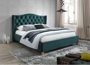 Čalúnená posteľ ASPEN VELVET 160 x 200 cm farba zelená/dub
