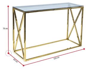Konzolový stolík JAX III, 78x40x120, zlatá