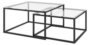 Konferenčný stolík CLEVER II, 75/65x41/35x75/65, sklo/čierna