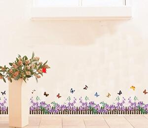 Veselá Stena Samolepka na stenu Rozkvitnutý plot fialový