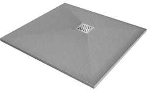 Mexen Stone+ kompozitná štvorcová sprchová vanička 70 x 70 cm, Šedá-Betón - 44617070