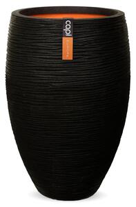 Capi Kvetináč elegantný čierny 45x72 cm Nature Rib Deluxe