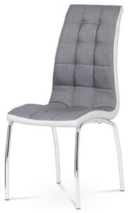 Jedálenská stolička v šedej látke s bokmi v bielej koženke (a-420 šedá)