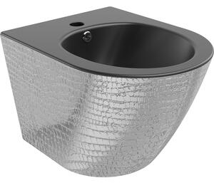 Mexen Lena závesný bidet, Čierna matná/Strieborná vzor rybích šupín - 35224872