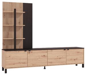 OBÝVACIA STENA, čierna, dub artisan Hom`in - Obývacie steny