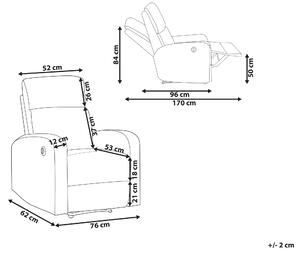 Elektrické polohovacie kreslo Svetlosivé zamatové čalúnené jedno sedadlo Moderný dizajn Relaxačná funkcia
