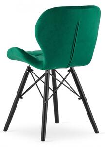 Jedálenská stolička LAGO zamat zelená (čierne nohy)