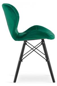 Jedálenská stolička LAGO zamat zelená (čierne nohy)