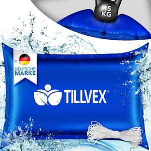Tillvex® bazénový vankúš zimný XXL 200x240cm modrý | vzduchový vankúš vrátane opravnej sady | zimný vankúš s bezpečnostným ventilom | bazénový vankúš bazénový poťah vankúš s dvojitým švom