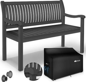 Tillvex® záhradná lavica drevo antracit 125 cm / 2 - 3 osoby parková lavica masívna lavica záhradný nábytok
