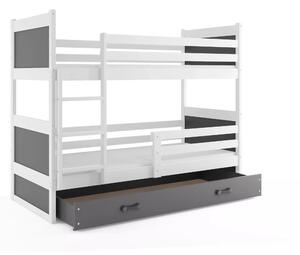 Poschodová detská posteľ RICO WHITE 90x200 cm