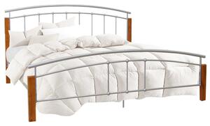 KONDELA Manželská posteľ, drevo jelša/strieborný kov, 160x200, MIRELA