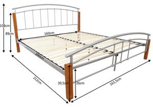 Tempo Kondela Manželská posteľ, drevo jelša/strieborný kov, 160x200, MIRELA