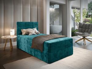 Čalúnená posteľ boxspring GLORIEN VELVET 90x200 cm tyrkysová Matrac: Matrac Bonell pružinový