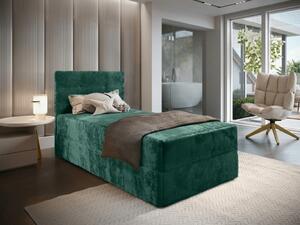 Čalúnená posteľ boxspring GLORIEN VELVET 90x200 cm tmavo zelená Matrac: Matrac Bonell pružinový