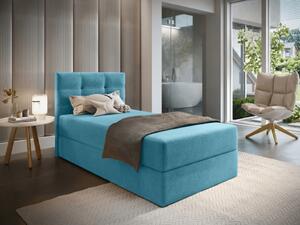 Čalúnená posteľ boxspring GLORIEN VELVET 90x200 cm modrá Matrac: Matrac Bonell pružinový