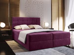 Čalúnená posteľ boxspring GLORIEN 180x200 cm purpurová Matrac: Matrac Bonell pružinový