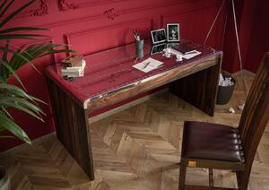 PLAIN SHEESHAM Písací stôl - strieborná pracovná doska 150x70 cm, palisander