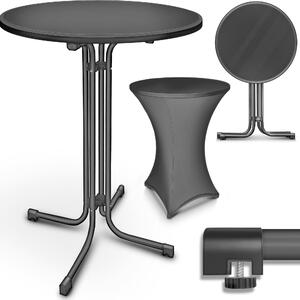 Tillvex® Gastro barový stôl skladací Ø70cm antracit | bistro stôl DOKONČENÝ | skladací okrúhly stôl - párty stôl odolný voči poveternostným vplyvom | záhradný stôl do interiéru a exteriéru