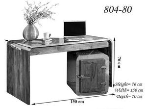 PLAIN SHEESHAM Písací stôl - strieborná pracovná doska 150x70 cm, palisander