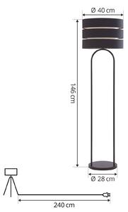 Stojacia lampa Lindby Tsomo, Ø 40 cm, čierna, látka, E27