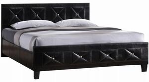 KONDELA Manželská posteľ s roštom, ekokoža čierna, 160x200, CARISA