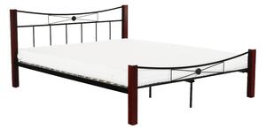 Tempo Kondela Kovová posteľ, drevo orech/čierny kov, 160x200, Paula