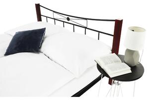 Tempo Kondela Kovová posteľ, drevo orech/čierny kov, 140x200, Paula