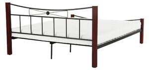 Kovová posteľ, drevo orech/čierny kov, 140x200, PAULA