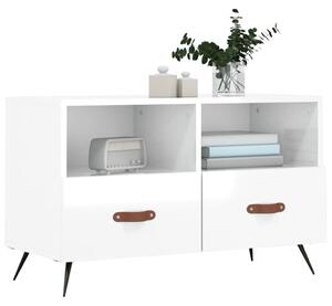 TV skrinka lesklá biela 80x36x50 cm spracované drevo