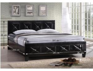 Tempo Kondela Manželská posteľ s roštom, ekokoža čierna, 180x200, CARISA