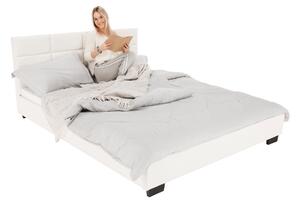Tempo Kondela Manželská posteľ s roštom, 160x200, biela ekokoža, MIKEL