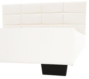 KONDELA Manželská posteľ s roštom, 160x200, biela ekokoža, MIKEL