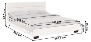 Tempo Kondela Manželská posteľ s roštom, 160x200, biela ekokoža, MIKEL