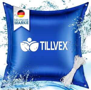 Tillvex® bazénový vankúš zimný XXL 120x120cm modrý | vzduchový vankúš vrátane opravnej sady | zimný vankúš s bezpečnostným ventilom | bazénový vankúš bazénový poťah vankúš s dvojitým švom