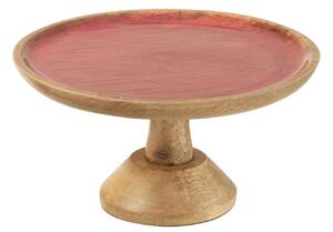 Okrúhly servírovací podnos na nohe z mangového dreva s emailom - Ø 25*15 cm - J-Line by Jolipa