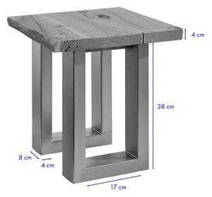 METALL Nočný stolík 40x40 cm, akácia