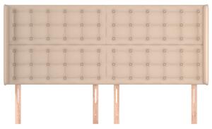 Čelo postele so záhybmi kapučínové 163x16x118/128 cm umelá koža