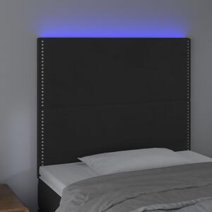 Čelo postele s LED čierne 100x5x118/128 cm zamat