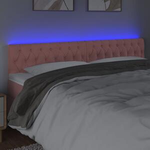 Čelo postele s LED ružové 200x7x78/88 cm zamat