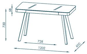 Počítačový stôl MAXWELL kov/biele sklo