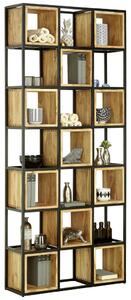 REGÁL, čierna, farby akácie, železo, akácia, 78/180/24 cm Ambia Home - Regály