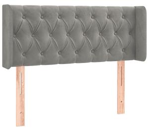 Čelo postele s LED bledosivé 93x16x78/88 cm zamat