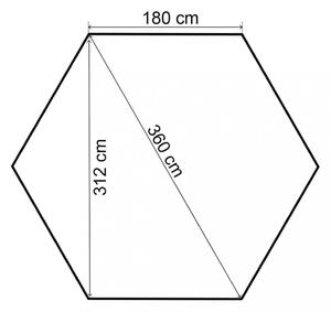 Záhradný altánok so závesmi šesťuholníkový 3,6 x 2,65 m Dekorhome Béžová