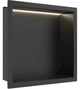 CERANO - Zápustná polička/nika do obkladu s LED osvetlením - čierna matná - 30x30x10 cm