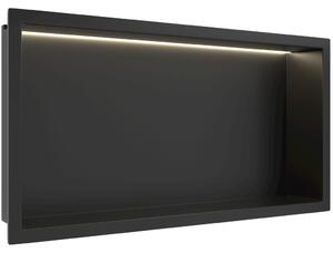 CERANO - Zápustná polička/nika do obkladu s LED osvetlením - čierna matná - 60x30x10 cm