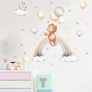 Samolepka na stenu "Macík s balónmi" 47x56cm