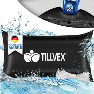 Tillvex® bazénový vankúš zimný XXL 200x400cm čierny | vzduchový vankúš vrátane opravnej sady | zimný vankúš s bezpečnostným ventilom | bazénový vankúš bazénový poťah vankúš s dvojitým švom