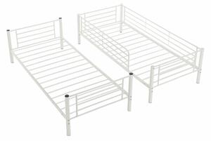 Kovová poschodová rozložiteľná posteľ, biela, 90x200, JAMILA